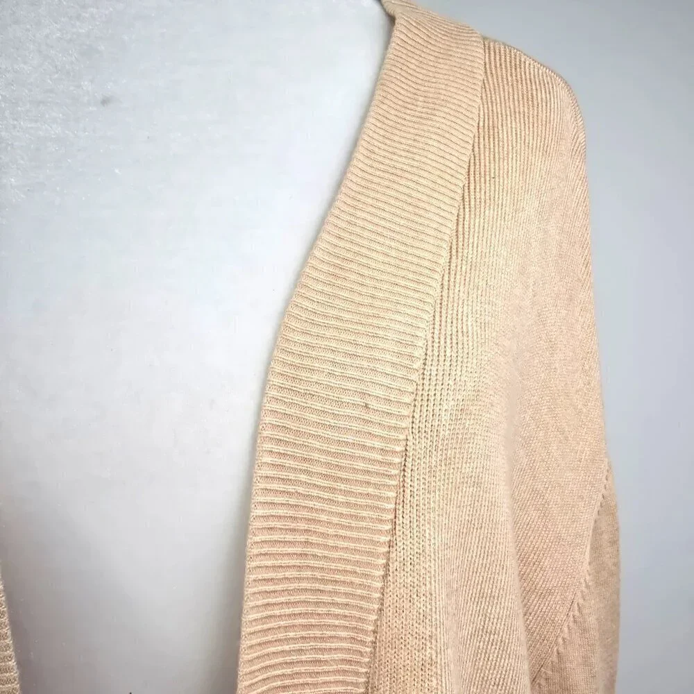Worthington XLT  Long Sleeve Ribbed Knit Open Front Cardigan in Camel Tan Brown